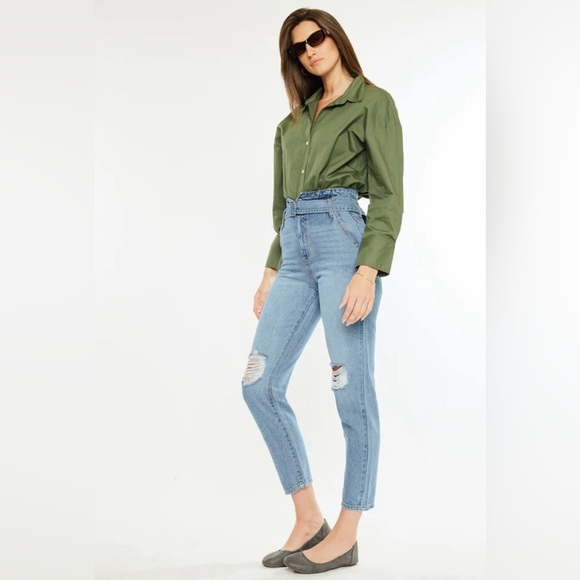 KANCAN Blossom Ultra High Rise Belted Mom Jeans - Picture 9 of 16